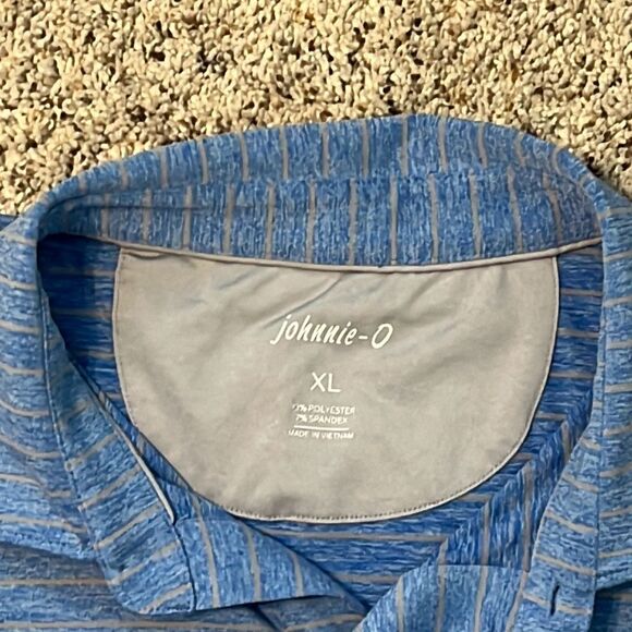 Johnnie-O Newton Striped Polo Shirt XL Blue Gray Stretch Prep-Formance Golf - Picture 3 of 5